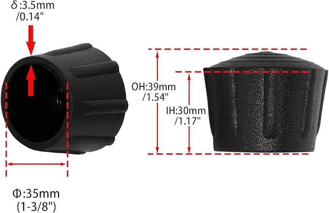 Flyshop 1-3/8", 35 mm Patio Chair Leg Caps Furniture Table Covers Floor Protectors No Smell Frosted Synthetic Rubber Round Legs 8 Pack - Image 2