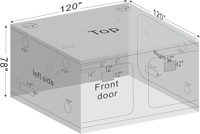 Grow Tent 120"x120"x78" Grow Tents Plant Tent 600D Mylar Reflective Grow Tent for Hydroponics Indoor Growing with Observation Window and Waterproof Floor Tray 10x10 - Image 8