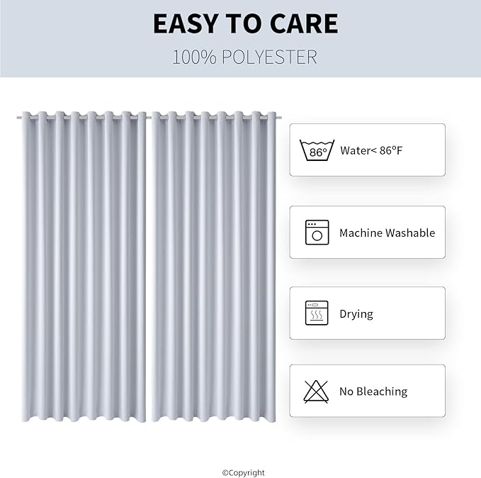 Water Proof Outside Curtains with Grommet Top for Porch, W105 x L120 Extra Wide Thermal Insulated Washable Light Block Outdoor Divider Drapes for Patio Gazebo Deck Pool Area Pergola Cabana - Image 7