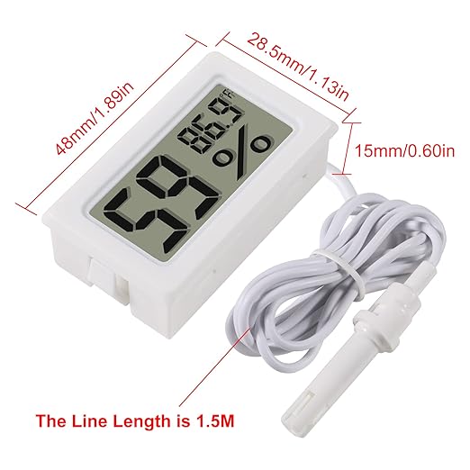 2-Pack Mini Digital Hygrometer Thermometer Gauge with Probe LCD Display Temperature Fahrenheit Humidity Meter for Incubator, Reptile Plant Terrarium, Humidor, Guitar Case, Greenhouse - Image 4