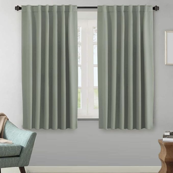 H.VERSAILTEX Blackout Curtains Thermal Insulated Window Treatment Panels Room Darkening Blackout Drapes for Living Room Back Tab/Rod Pocket Bedroom Draperies (2 Panels, Sea Grass, 52 x 63 Inch) by HVERSAILTEX