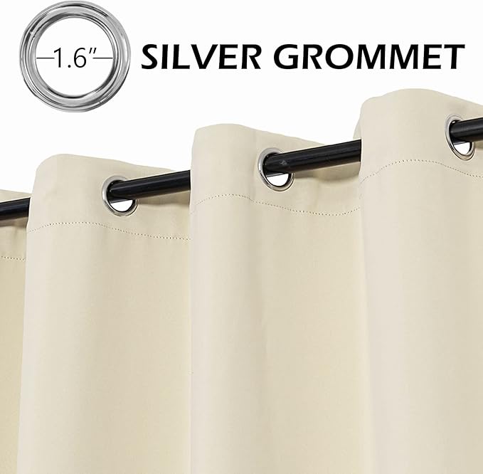 MYSKY HOME Sliding Door Curtains for Living Room, Grommet Blackout Curtain for Bedroom, Patio Thick Vertical Blinds Privacy Thermal Insulated Room Divider Curtains, 1 Panel, 100 x 95 Inch, Beige - Image 3
