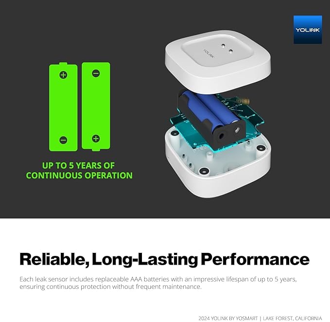 YoLink Water Leak Starter Kit: Hub + 2 Leak Sensor 1 (Silent), LoRa Long-Range, App/SMS/Email Alerts, D2D Offline Triggers, 2 AAA Up to 5-Year Battery, Compatible with Alexa/IFTTT/Home Assistant - Image 5