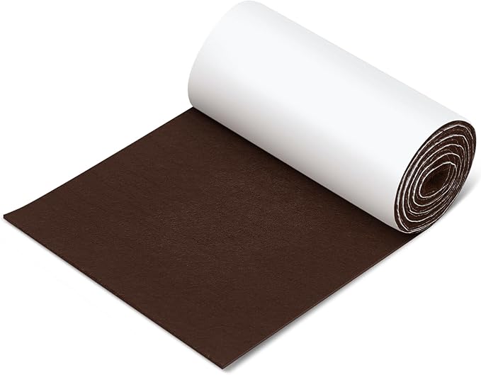 Large Felt Furniture Pads 8 x 60 Inch Non Slip Self Adhesive Heavy Duty Cuttable Strip Roll Felt Sheet Tape for Protecting Hardwood Floors Chair Wall, Brown by Fullhawl