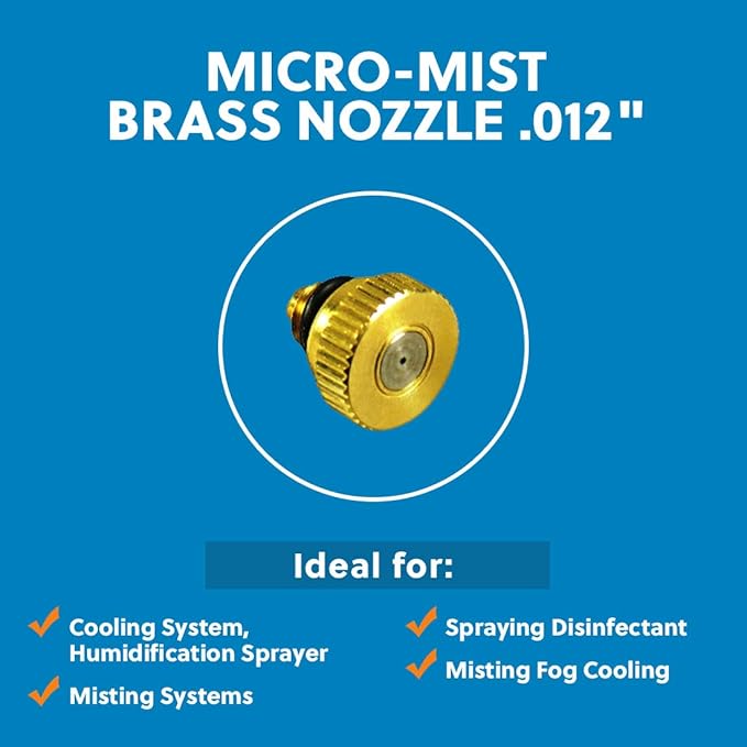 Micro-Mist Nozzle- Garden & Patio Misting System, Cooling Brass Nozzles with 0.012 Inch Size & 10/24 Inch Thread (Pack of 5) - Image 5