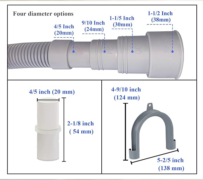 10ft Washing Machine Drain Hose Extension Kit - Universal for Washer, Dishwasher & Dehumidifier, 7-Piece Set with U-Bracket, 4 Clamps & Adapter - Image 2