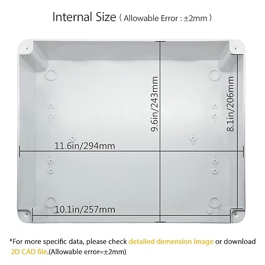 LeMotech Junction Box, Electrical Box IP65 Water Resistant Dustproof ABS Plastic Project Enclosure for Electronics White 11.8 x 9.8 x 4.7 inch - Image 3