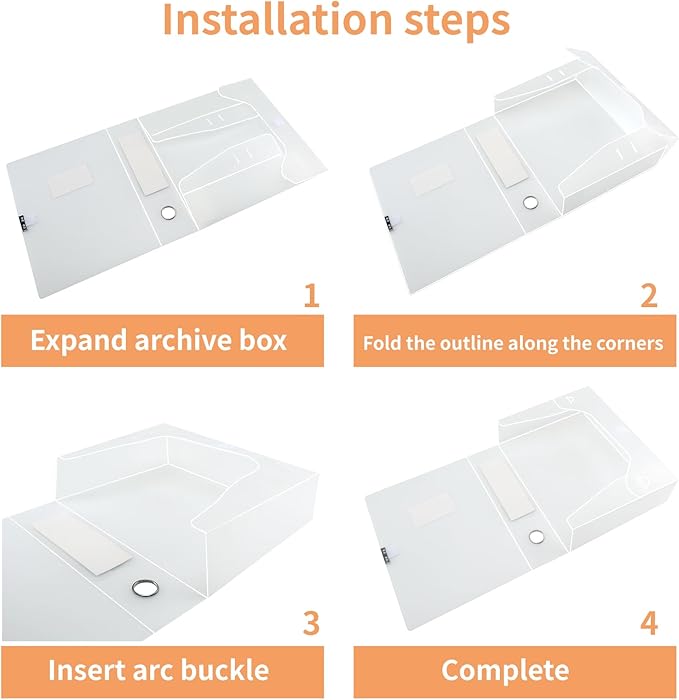 HUA JIE A4 Storage File Boxes Plastic Archives Cases with Lid, File Folder Organizer Document Filing Box for office,31×5.5×23.5 cm, Transparent(Pack of 6) - Image 4