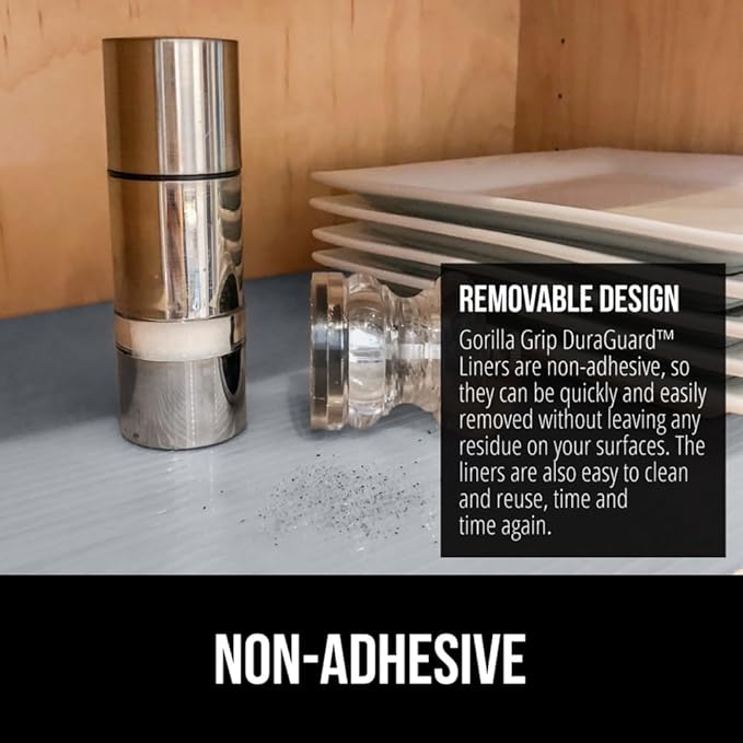 GORILLA GRIP DuraGuard Shelf Liner, 24x30 Non-Adhesive Cabinet Liners for Kitchen Drawers, Shelves, Refrigerator, Pantry Storage, Bathroom Closet, Durable Waterproof BPA Free Ribbed Plastic, Gray - Image 5