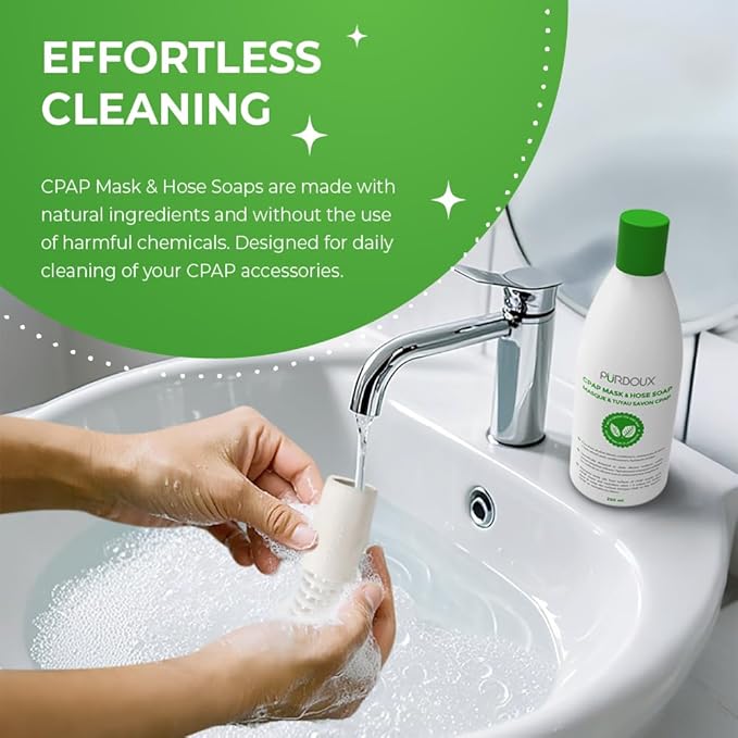 Purdoux CPAP Mask & Hose Soap Unscented(Pack of 3 Bottles, 250ML / 8.4OZ Green Tea-Mint)-CPAP Supplies, CPAP Accessories, CPAP Soap Cleaner for CPAP Machine - Image 4