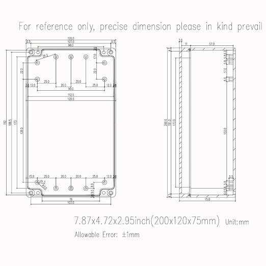Junction Box, Zulkit Project Box IP65 Waterproof Outdoor Box ABS Plastic Electrical Boxes Electronic Enclosure Black 7.9 x 4.7 x 2.95 inch (200 x 120 x 75mm) - Image 7