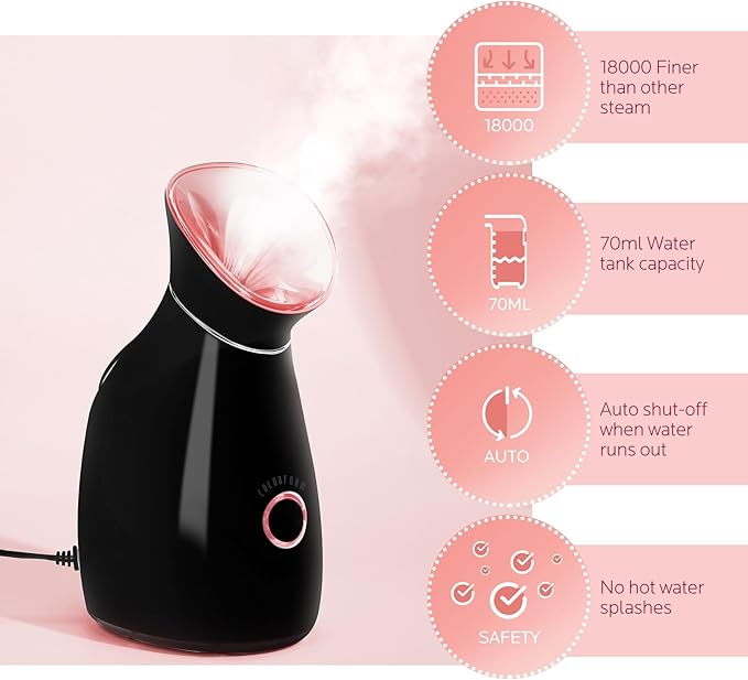 Colorfarm Facial Steamer Nano Ionic: Face Steamer Deep Cleaning Unclogs Pores - Humidifier Warm Hot Mist Home Sauna Spa for Women Men Sinuses Moisturizing - Image 6