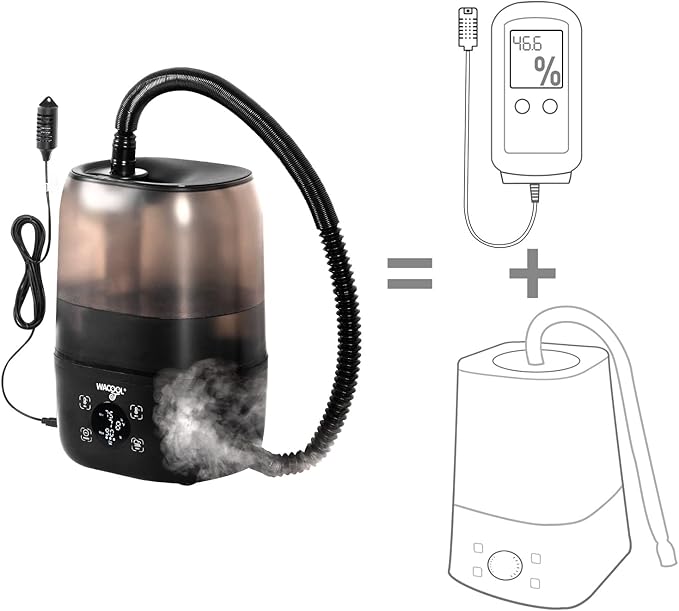 WACOOL Reptile Fogger with Humidity Controller, 4L Large Tank Reptile Humidifier with Humidistat & Extended Hose, Automatic Terrarium Fogger for Beared Dragon Lizard Gecko Snake Tortoise - Image 2