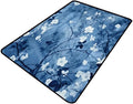 Blue Watercolor Floral Pile Carpet - Moisture Barrier, Fade, Flame, Quick Dry, Stain Resistant Floor Carpet for Living Room Bedroom, 78 x 96 Inch by Snarena