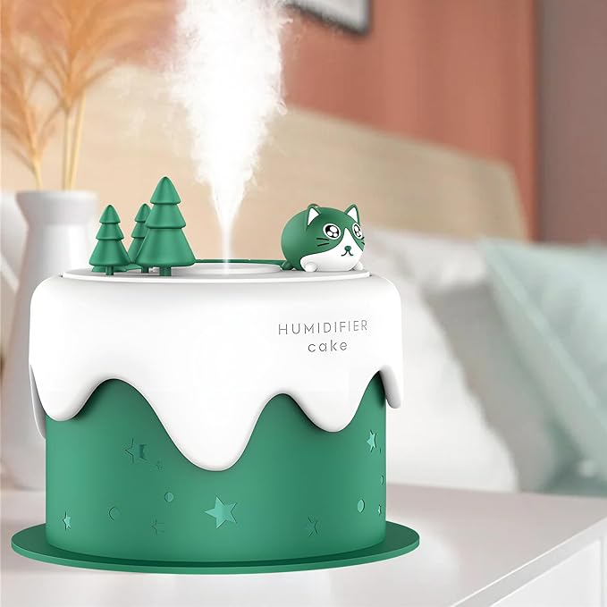 Cute Pet Humidifier, Cat Cake Humidifier, USB Plug-in Use, Desktop Silent Spray, Seven Color Light Creative Aroma Machine, High Appearance Level Gift(Green) - Image 8