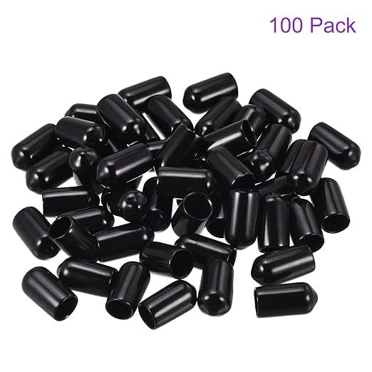DMiotech 100 Pack 7.5mm ID Black Screw Thread Protectors Rubber End Caps Bolt Covers for Screw Bolt Furniture Pipe - Image 6