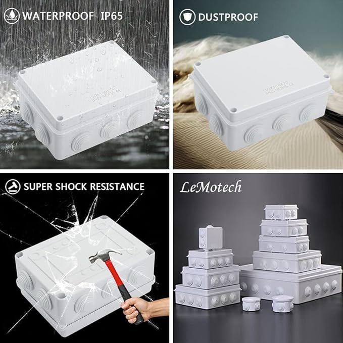 LeMotech ABS Plastic Dustproof Waterproof IP65 Junction Box Universal Electrical Project Enclosure White 5.9 x 4.3 x 2.8 inch (150 x 110 x 70 mm)(Pack of 2) - Image 8