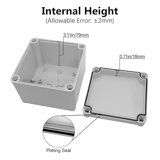 LeMotech Junction Box IP67 Waterproof Dustproof ABS Plastic Project Box for Electrical Outdoor Enclosure Gray 4.9 x 4.9 x 3.9 inch (125 x 125 x 100 mm),2 Pack - Image 4
