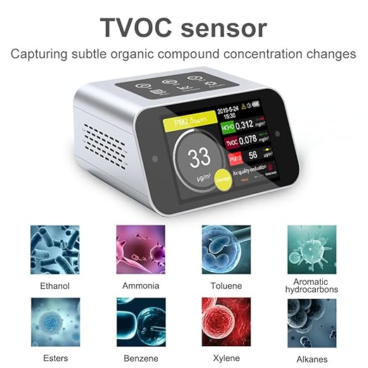 A16 Air Quality Monitor Indoor PM1.0 PM2.5 PM10 Dust Meter TVOC HCHO Pollution Tester 6 Sizes Particle Counter AQI Formaldehyde VOC Detector Home with Data Logger - Image 5
