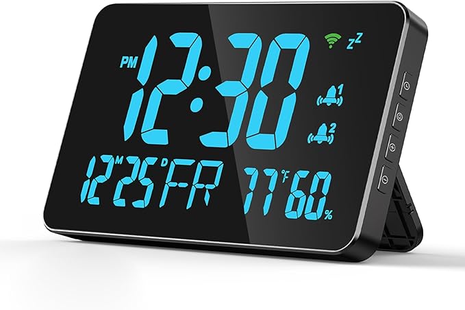 for Tuya WiFi Temperature Humidity Clock, Large LED Display with 4 Level Adjustable Brightness, Remote Monitoring via APP, Temperature Alarm, for Home Office Warehouse Greenhouse (Blue) - Image 2