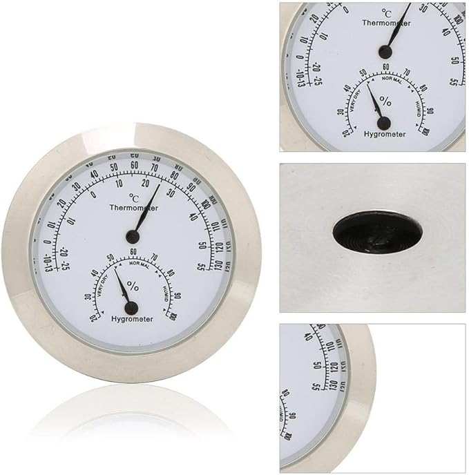 Tbest Guitar Analog Hygrometer,Round Alloy Digital Thermometer Hygrometer Humidity Temperature Meter for Violin Guitar Case for Indoor and Outdoor - Image 6