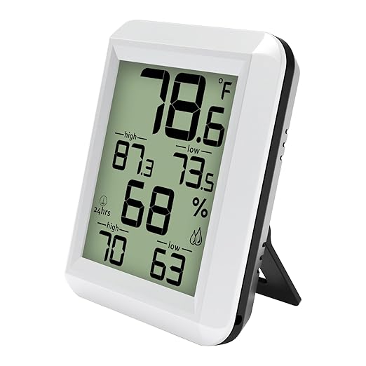 Urageuxy Indoor Hygrometer Thermometer, Digital Humidity Meter Temperature Gauge with Min/Max, ℉/℃ Switch for Home, Baby Room, Kitchen, Greenhouse by Urageuxy