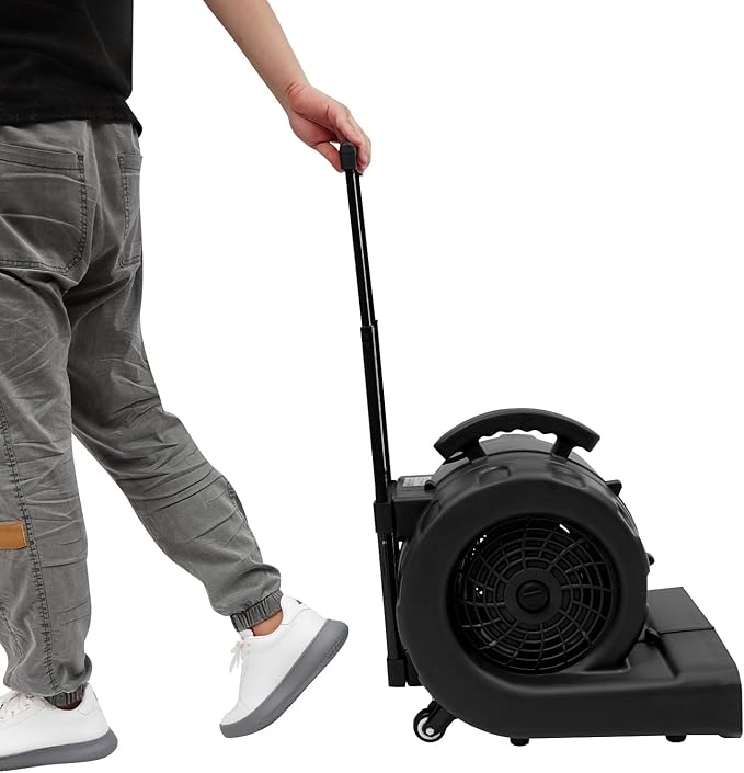 3-Speed Air Mover 750W Floor Drying Dryer Portable Carpet Drying Blower Fan-110V, 50/60Hz, 19 * 15in for Furniture, Windows, Commercial, Industrial, Removing Odors, Ventilation (Black) - Image 5