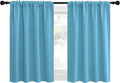 NICETOWN Kitchen Curtains, Teal Blue, 34" x 40", Set of 2, Short Blackout Curtains & Drapes, Thermal Insulated Rod Pocket Window Treatment Draperies for Nursery by NICETOWN