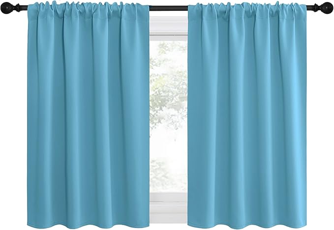 NICETOWN RV Blackout Curtains for Camper Windows, Teal Blue, 29" Wide by 40" Long, 2 PCs, Short Blackout Curtains & Drapes, Thermal Insulated Blackout Curtain Panels for Kids Room, Play Room by NICETOWN