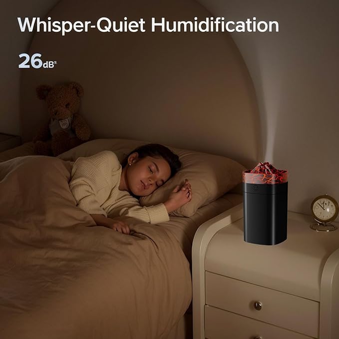 FULLBELL Cool Mist Humidifier, 400ML, 10-20 Hours Runtime, 7 Color Lights, 2 Modes, 24db Quiet, Black (Black-400ML) - Image 6