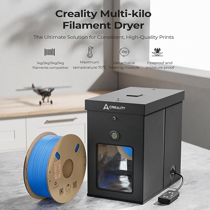 Creality Multi-Kilo Filament Dryer，Fireproof and Moisture-Proof Detachable Heating Module Maximum Temperature 70℃, Compatible with 1kg/2kg/3kg/5kg Filaments - Image 2