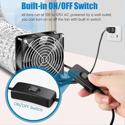 GDSTIME AXIAL Fan 12038, 110V 120V AC 120mm Fan, Ventilation Exhaust Projects Cooling Fan - Image 4