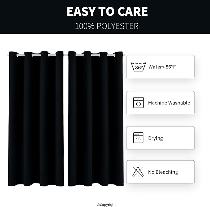 Outdoor Indoor Curtains W52 x L72 for Patio - Weather-resistant Window Panels Privacy Protect Grommet Top Thermal Insulated Home Curtain for Porch Pergola Lawn Garden Hot Tub Area (2 Panels) - Image 6