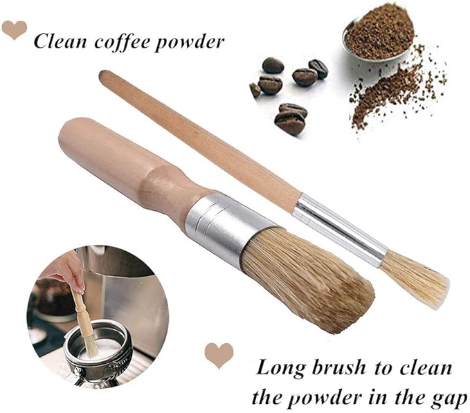 Coffee Machine Cleaning Brush Set - 4 Piece Set Including Wooden and Nylon Brushes for Grinders and Group Heads - Image 2