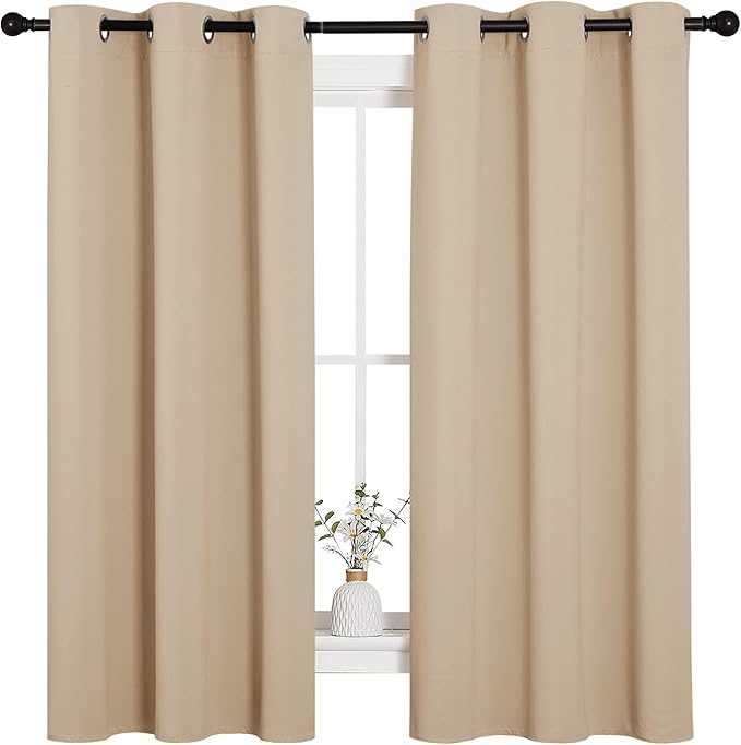 NICETOWN Thermal Insulated Grommet Room Darkening Curtains/Draperies/Panels for Bedroom (2 Panels, W42 x L63 inches, Biscotti Beige) by NICETOWN