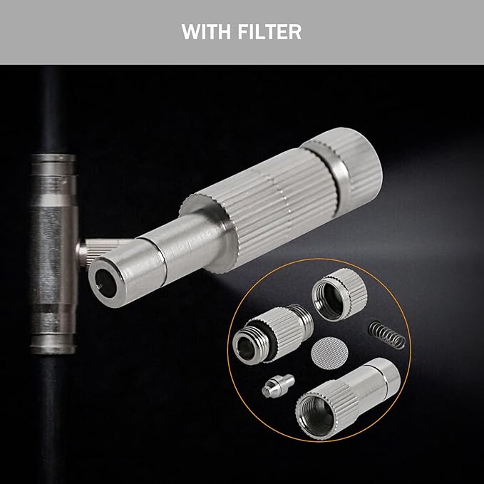 20pcs Brass Mister Nozzles, 6mm Misting Nozzles for Outdoor Cooling System, Landscaping, Air Humidification, Greenhouse Irrigation (with Filter, 0.006"/0.15mm Orifice) - Image 4