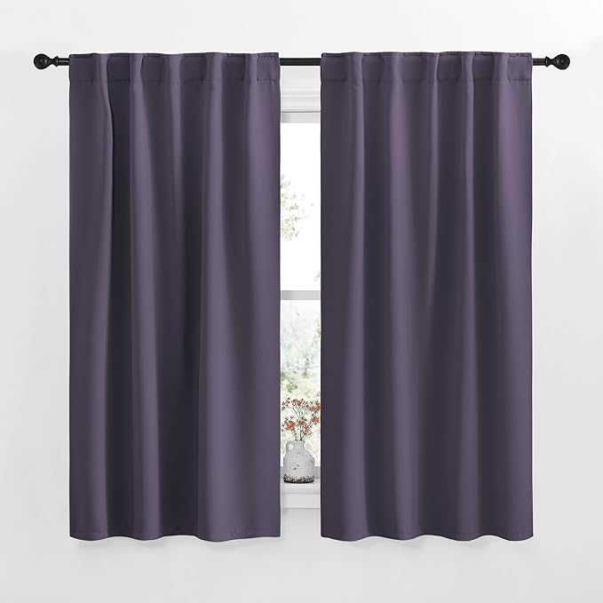 NICETOWN RV Curtains for Camper Windows - (Greyish Purple Color) 42x50 Inch, 2 Panels Set, Thermal Insulated Room Darkening Blackout Drapes/Draperies with Rod Pocket & Back Tab for Half Window by NICETOWN