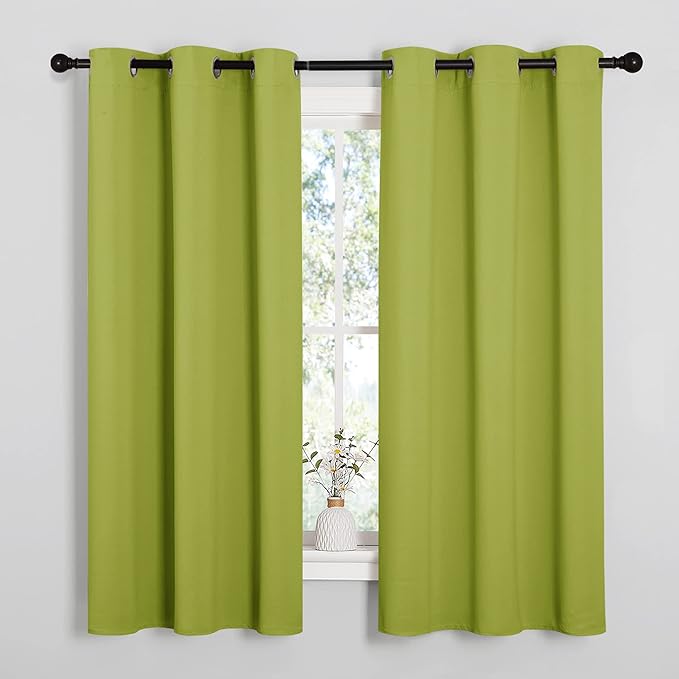 NICETOWN Blackout Curtains 50 inches Length for Laundry Room, Fresh Green, 2 Panels, 42" Wide, Thermal Insulated Decoration Drapes for Short Window by NICETOWN