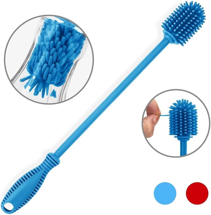 Silicone Bottle Cleaning Brush with Long Handle, Water Bottle Cleaner for Baby Bottles, Hydro Flask, Sports Bottle, Vase, Glassware, Perfect for Smaller Diameter Bottle Openings (Qty 1) - Image 2