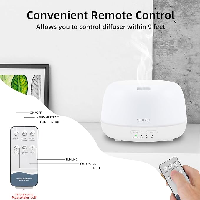 300ML Essential Oil Diffuser with Remote Control, Aromatherapy Diffuser with 7-Color Changing LED Light for Small Rooms, Office, and Home - Image 5