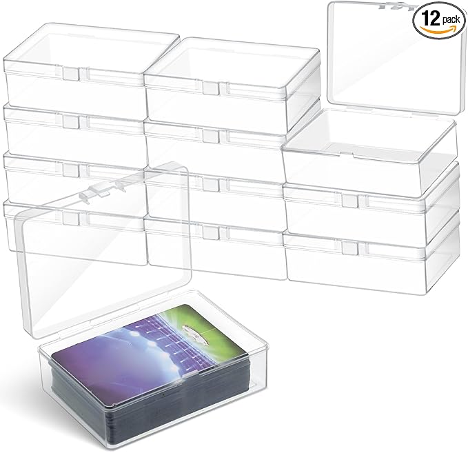 Vicenpal 12 Pcs Playing Card Boxes Clear Plastic Deck Cases Trading Card Storage Boxes Compatible with MTG TCG 100 Game Cases Holder 4.45 x 2.91 x 1.35 Inch by Vicenpal
