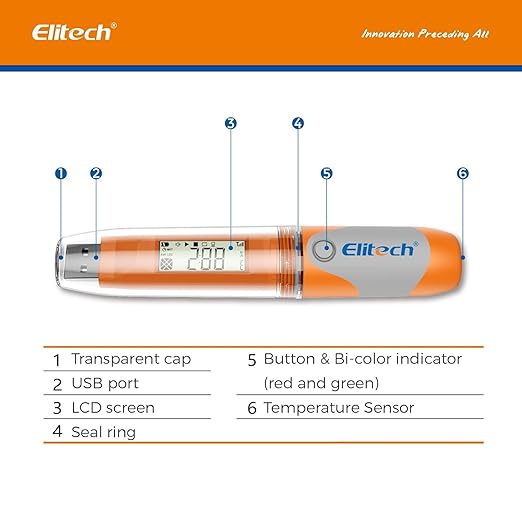 Elitech USB Temperature Data Logger Reusable Digital Recorder Medical Refrigerator Thermometer Programmable Monitor RC-51 32000 Points High Accuracy (50 Packs) - Image 8