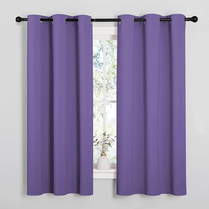 NICETOWN Bedroom Curtain Panels Blackout Draperies, Thermal Insulated Solid Grommet Blackout Curtains/Drapes (1 Pair, 34 by 63 inches, Lilac Purple) by NICETOWN