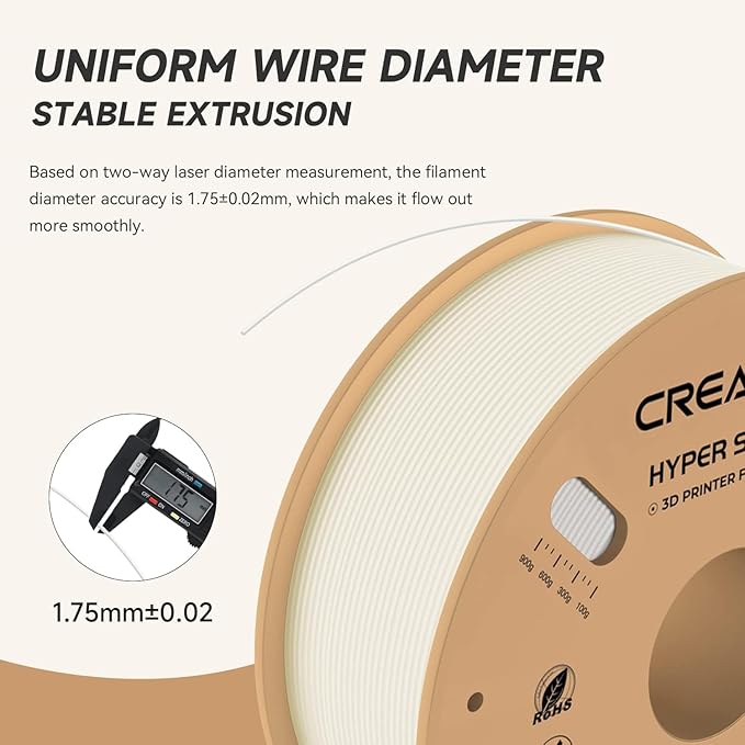 Official CREALITY Hyper PLA Filament 1.75mm, High Speed PLA 30-600mm/s 3D Printer Filament, Dimensional Accuracy +/-0.02mm, Fit Most FDM 3D Printers，1KG(2.2lbs) Spool White - Image 4