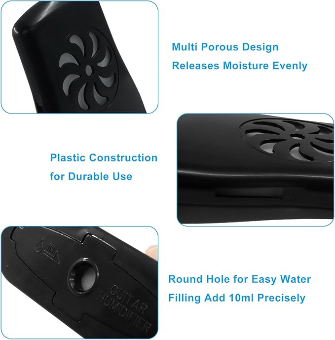 4 Pcs Acoustic Guitar Humidifier, Black Guitar Soundhole Humidifier Silent Running Tool, Moisture Reservoir Maintenance Tool for Prevent Cracking/Acoustic Guitar Owners - Image 4