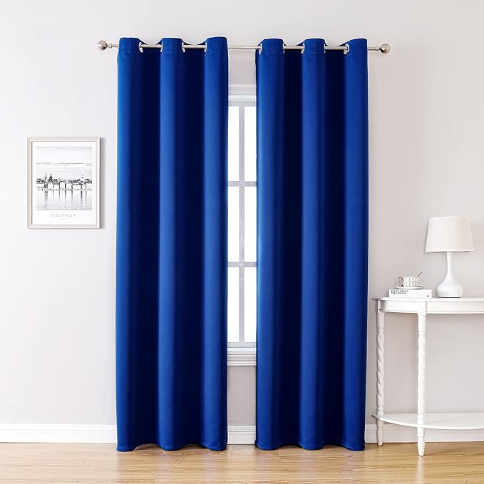 ChrisDowa Grommet Blackout Curtains for Bedroom and Living Room - 2 Panels Set Thermal Insulated Room Darkening Curtains (Royal Blue, 42W x 84L) by ChrisDowa