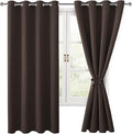 Hiasan Blackout Curtains for Bedroom, 52 x 63 Inches Length - Thermal Insulated & Light Blocking Window Curtains for Living Room, 2 Drape Panels Sewn with Tiebacks, Brown by Hiasan