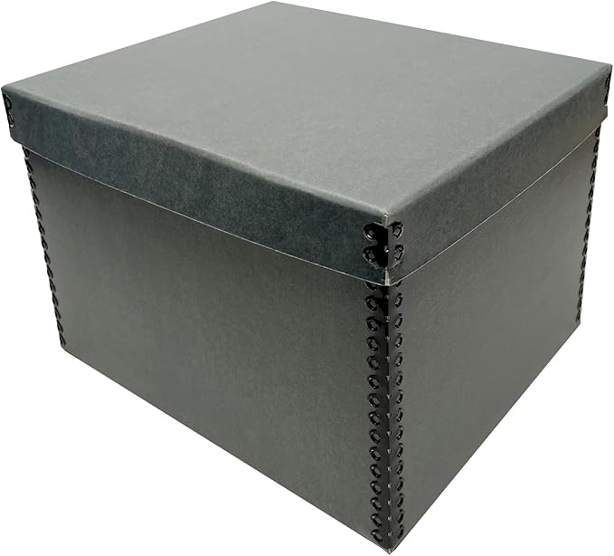 Lineco Record Storage Box 12x15x10 inch. Extra-Durable Filing Archival Cartons for Long-Term Storing Important Documents, Papers, Photos or Prints. Acid-Free Gray Boxboard, 1 Pack by Lineco