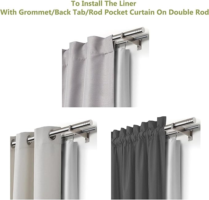 DriftAway Thermal Insulated Blackout Curtain Liner 2 Panels Each Liner Size 50 Inch by 68 Inch Rings Included - Image 8