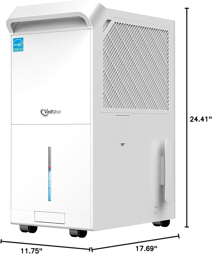 5,000 Sq.Ft Most Efficient Energy Star 2024 Dehumidifier with Pump,Vellgoo Max 120 Pint/D Compressor Dehumidifier for Basement with Drain Hose, Smart Humidity Control - Image 9